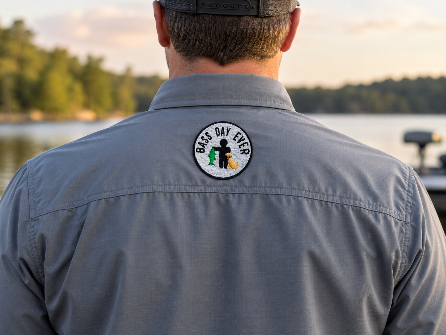 Bass Day Ever Patch on a Work Shirt